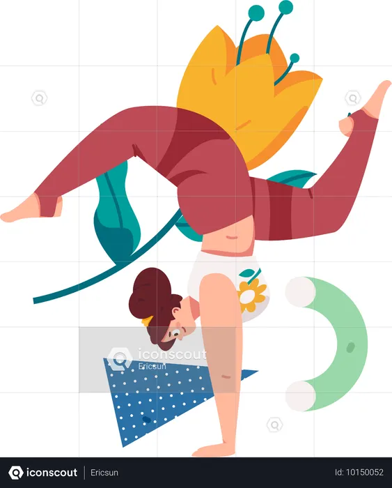 Fille faisant du yoga le matin  Illustration