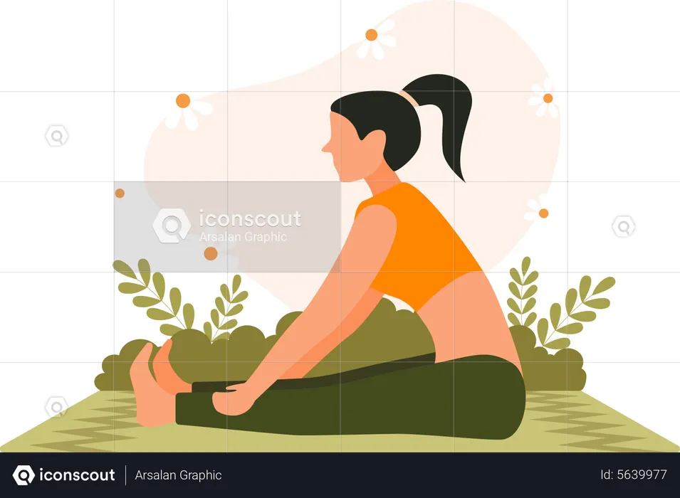 Fille faisant du yoga le matin  Illustration