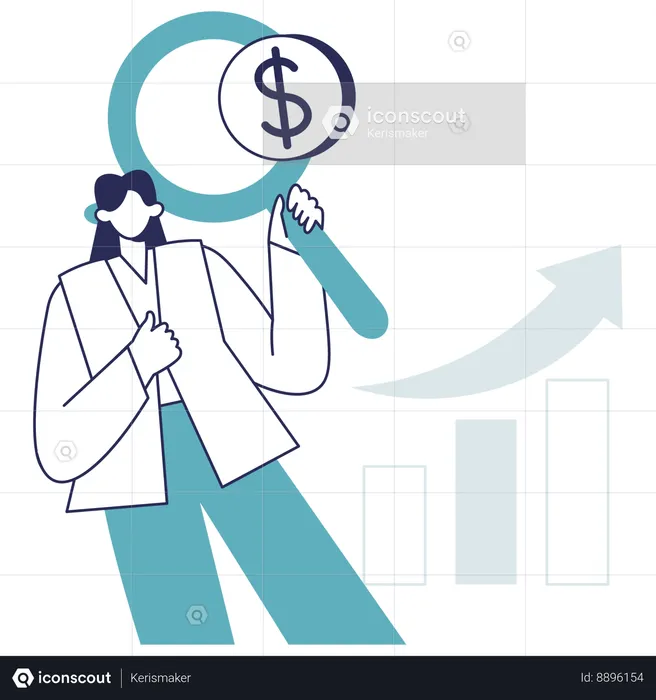 Fille faisant des analyses financières  Illustration