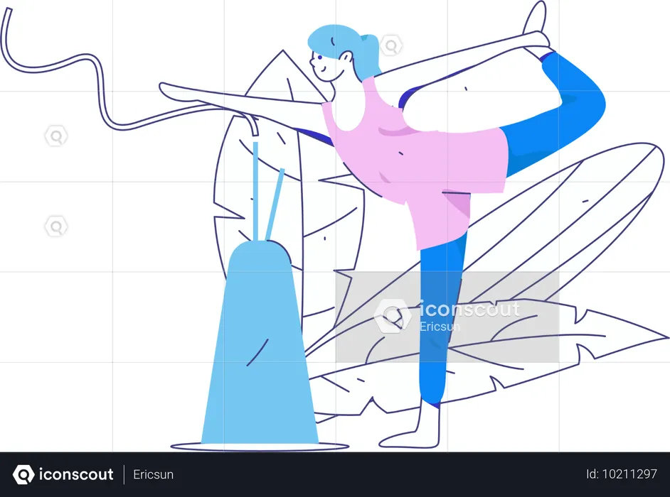 Fille faisant Natrajasana  Illustration