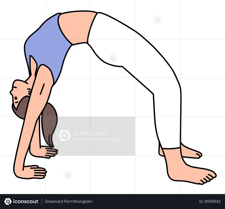 Fille faisant une pose de yoga avec arc vers le haut  Illustration