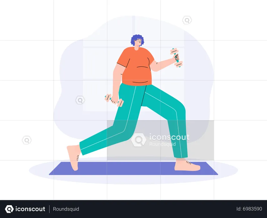 Fille faisant de l'exercice avec haltère  Illustration