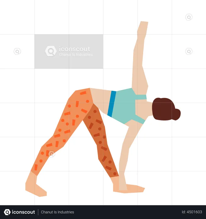 Fille faisant une pose de yoga triangulaire  Illustration