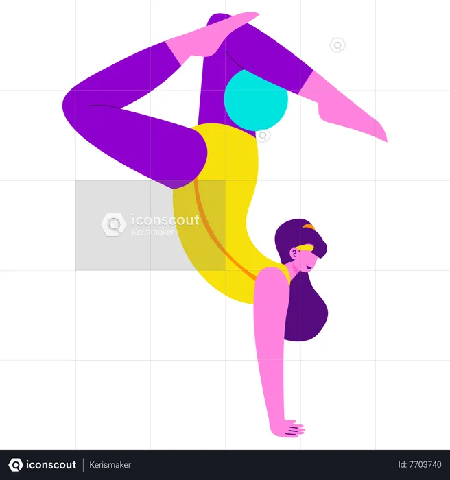 Fille faisant une activité de gymnastique avec un ballon de gymnastique  Illustration