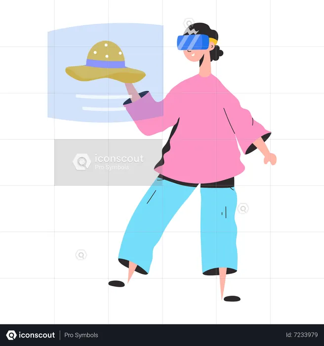 Fille faisant du shopping VR  Illustration