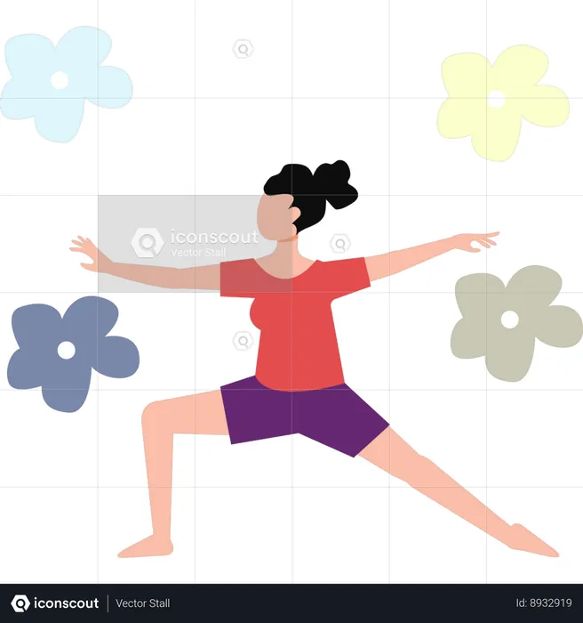 Fille faisant une pose de yoga  Illustration