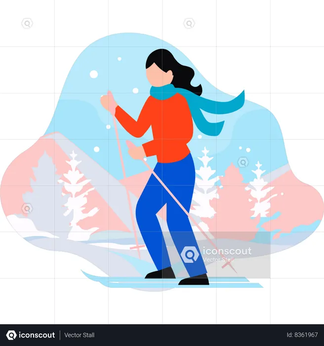 La fille fait du patinage sur glace  Illustration