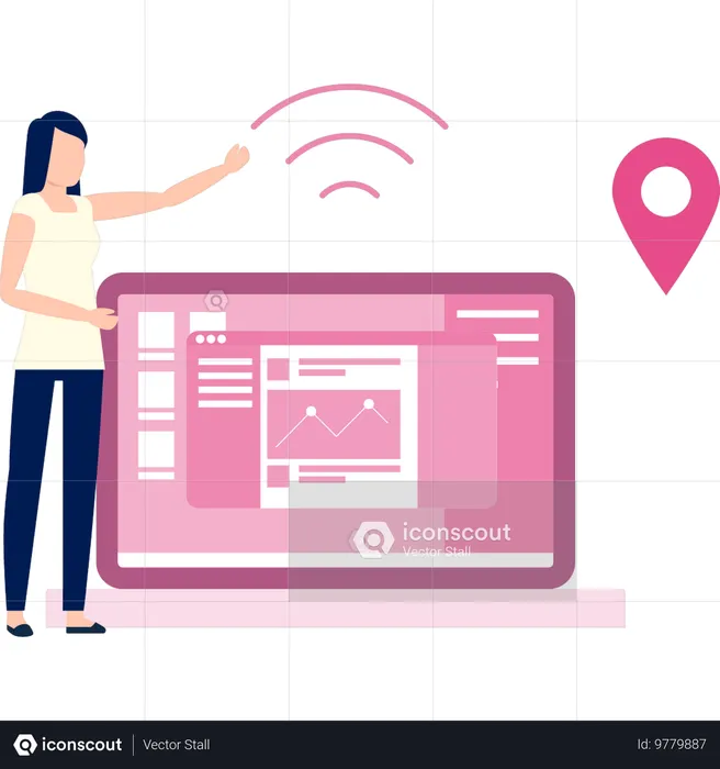 Emplacement du graphique analytique fait par une fille  Illustration