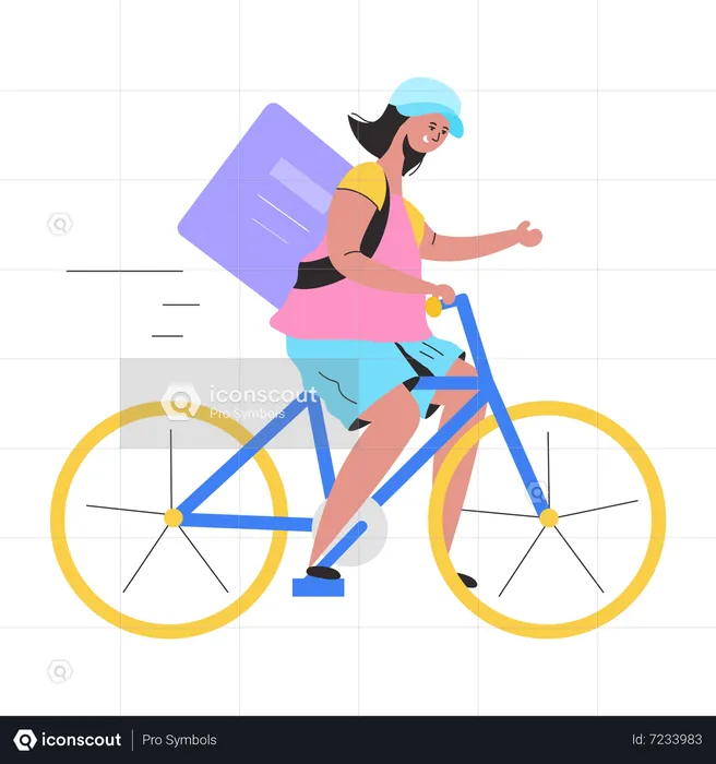 Une fille assure la livraison à vélo  Illustration