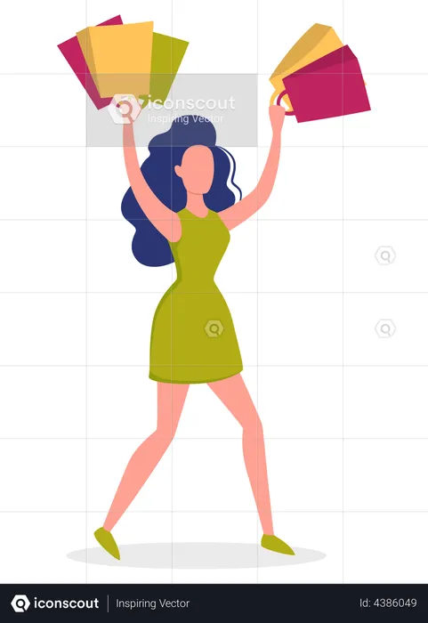 Fille heureuse avec le shopping  Illustration