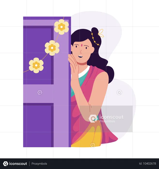 Fille indienne célébrant Diwali  Illustration