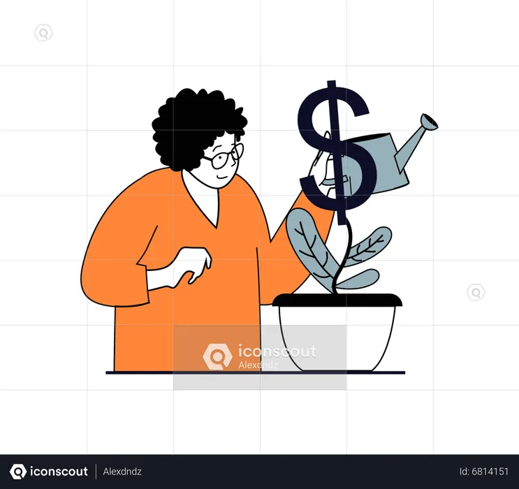 Fille investissant de l'argent  Illustration