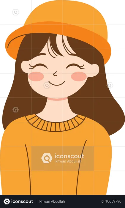 Fille mignonne souriante portant un chapeau et des vêtements chauds  Illustration