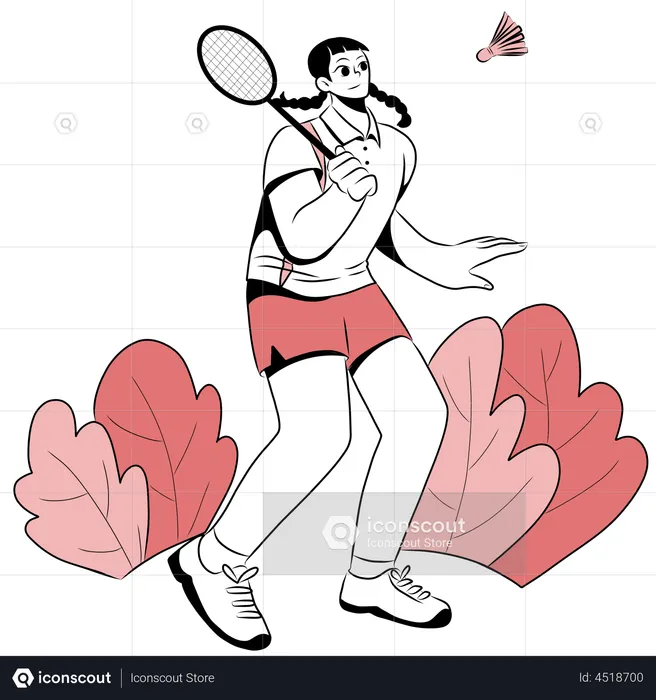 Fille jouant au badminton  Illustration