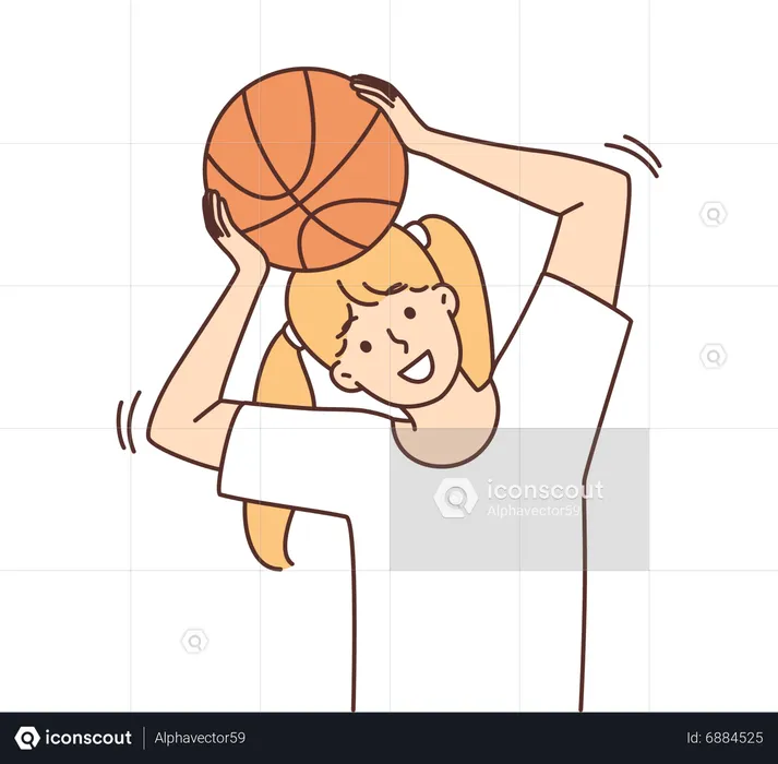 Fille jouant au basket  Illustration