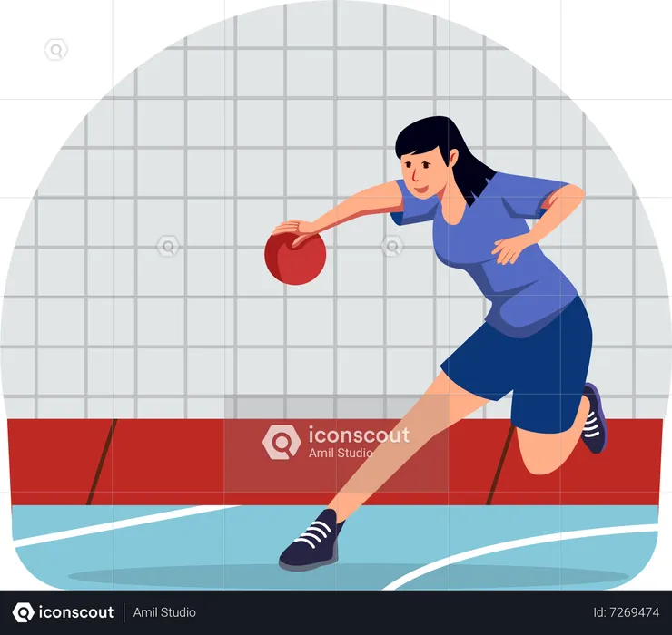 Fille jouant au basket  Illustration