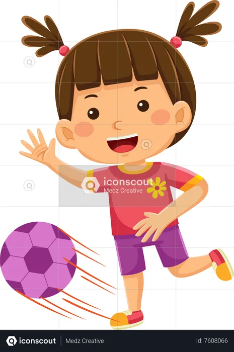 Fille jouant au football  Illustration