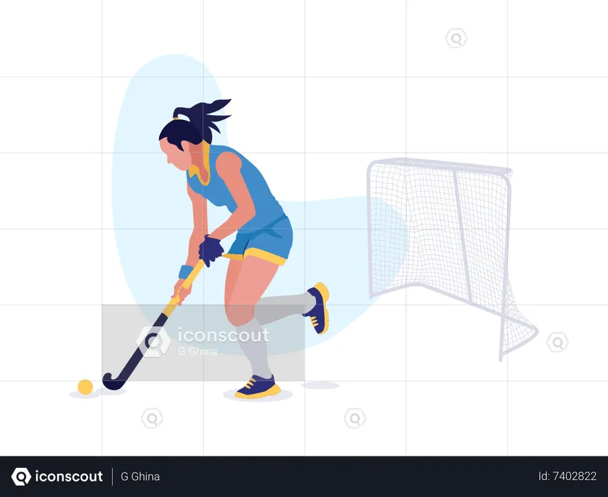 Fille jouant au hockey  Illustration