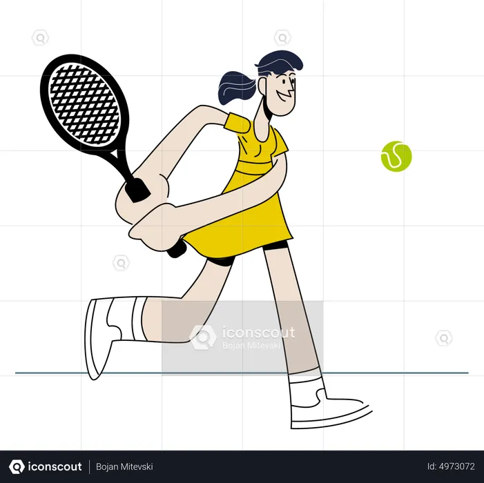 Fille jouant au tennis  Illustration