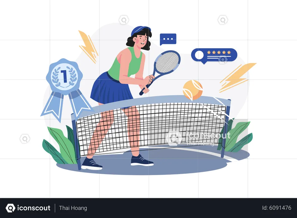 Fille jouant au tennis  Illustration