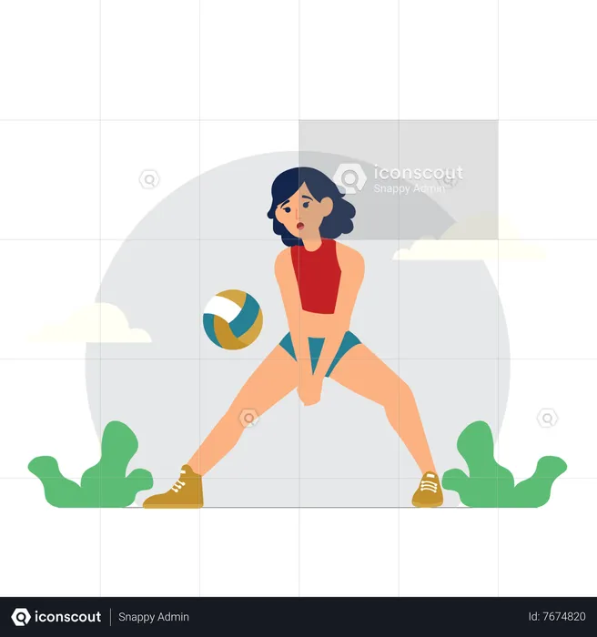 Fille jouant au volley-ball  Illustration