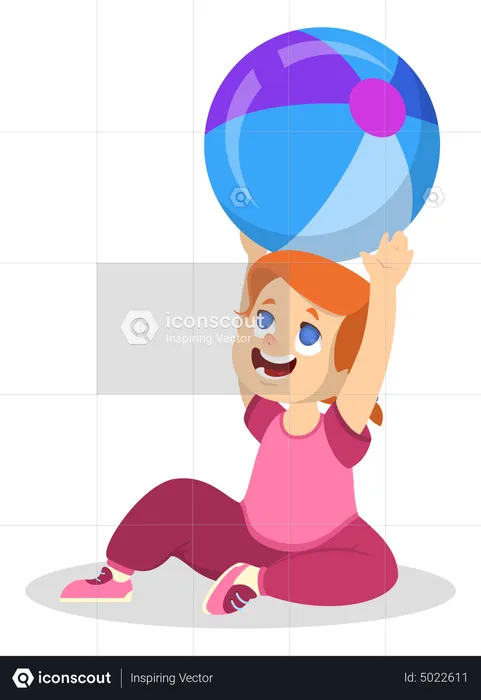 Fille jouant avec le ballon  Illustration