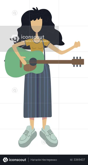 Fille jouant de la guitare  Illustration