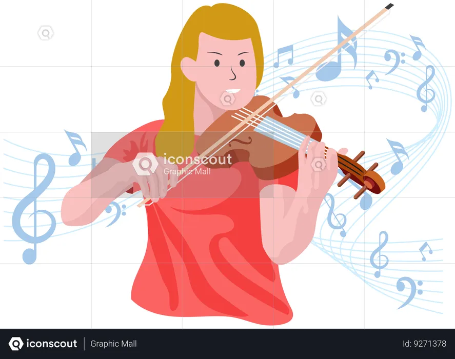 Fille jouant de la guitare  Illustration