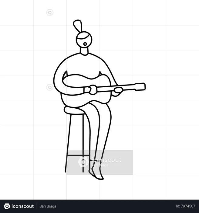 Fille jouant de la guitare  Illustration