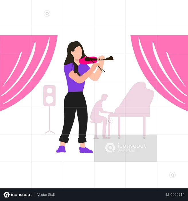 Fille jouant du violon  Illustration