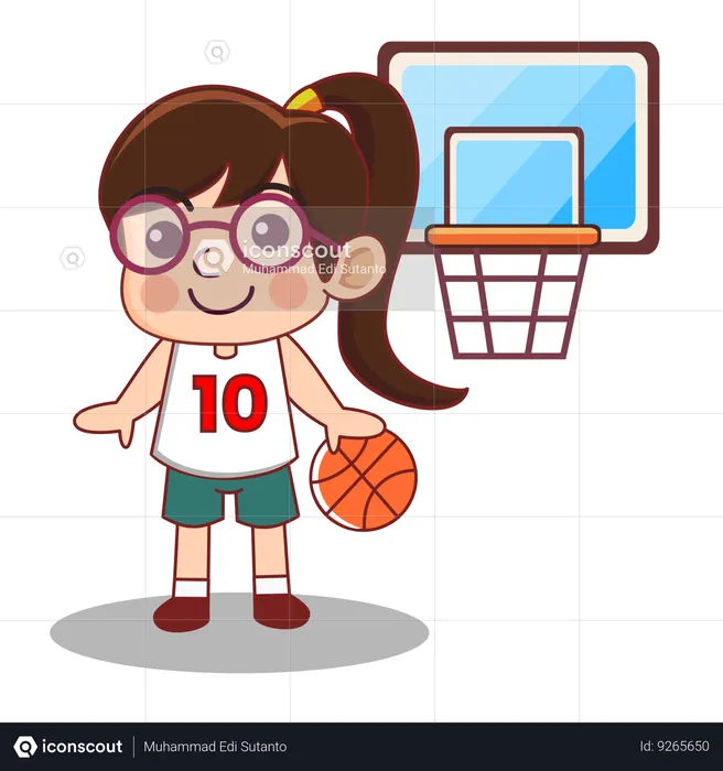 Fille, joueur de basket-ball  Illustration