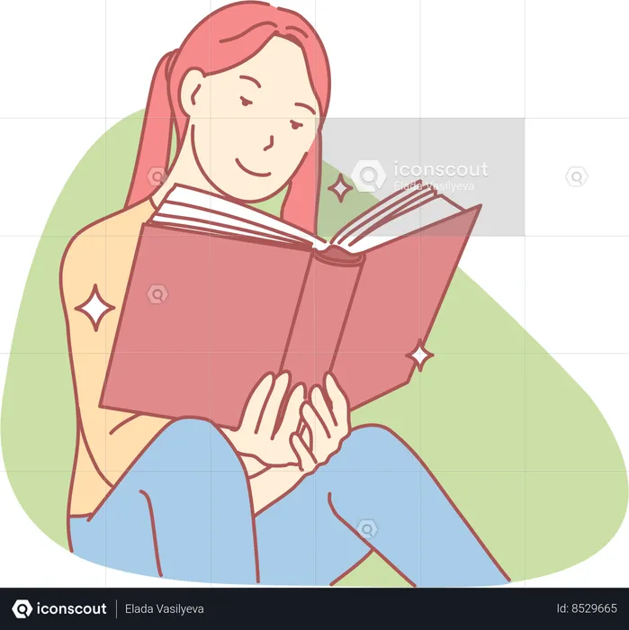 Fille lisant un livre  Illustration