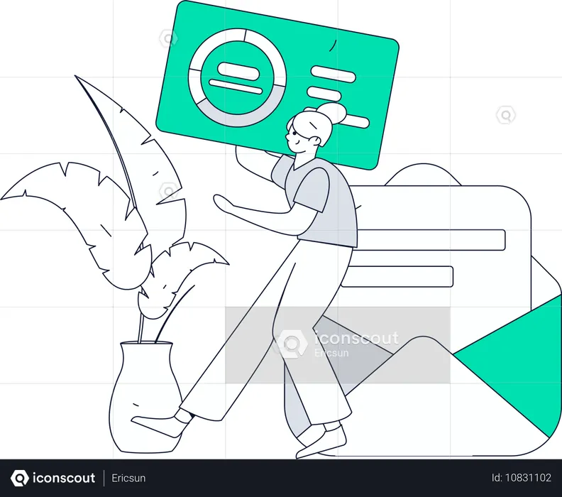 Fille lisant du courrier commercial  Illustration