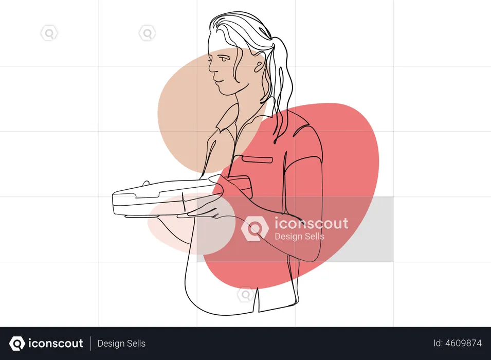 Fille livrant une pizza  Illustration