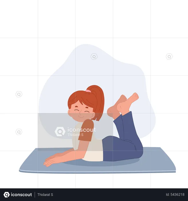 Fille méditant dans la pose de Bhujangasana  Illustration