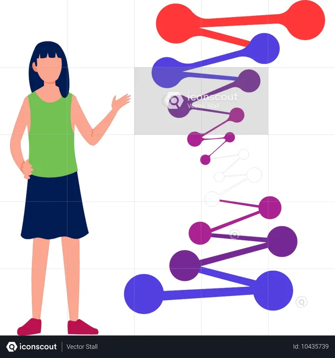 Fille montrant des atomes médicaux  Illustration