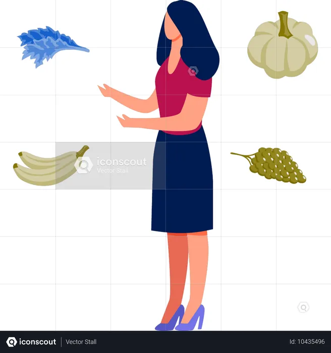 Fille montrant des repas  Illustration