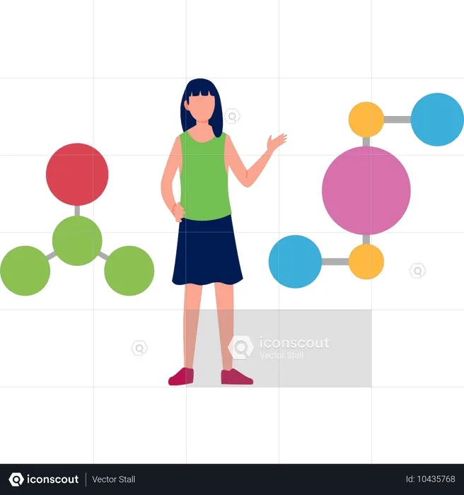 Fille montrant la structure d'une particule  Illustration