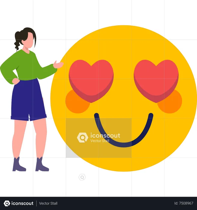 Fille montrant un emoji d'amour Emoji Illustration