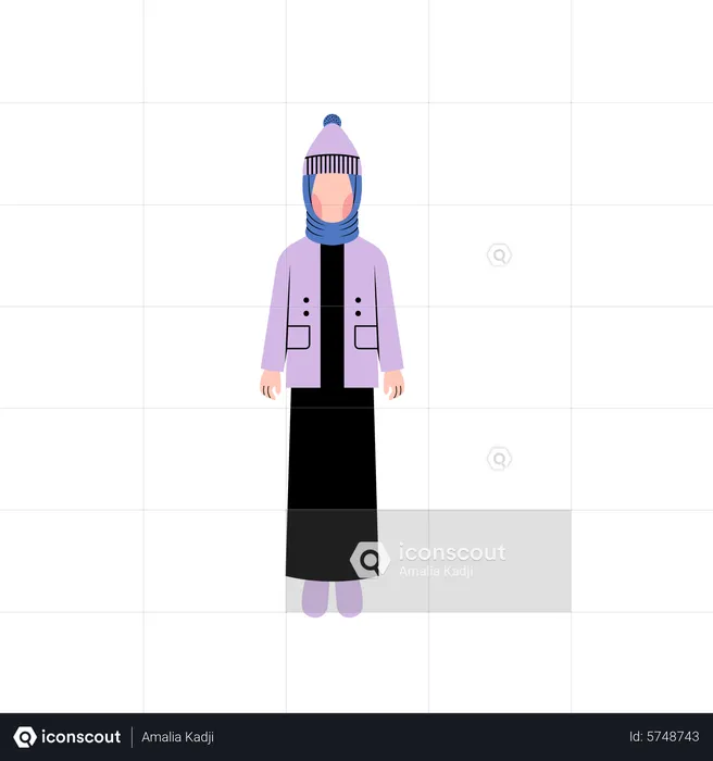 Fille musulmane portant une veste d'hiver  Illustration