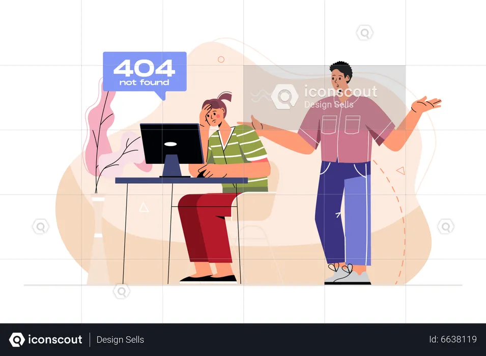 Une fille reçoit une erreur 404  Illustration