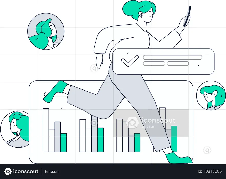 Fille donnant une solution de dotation en personnel  Illustration