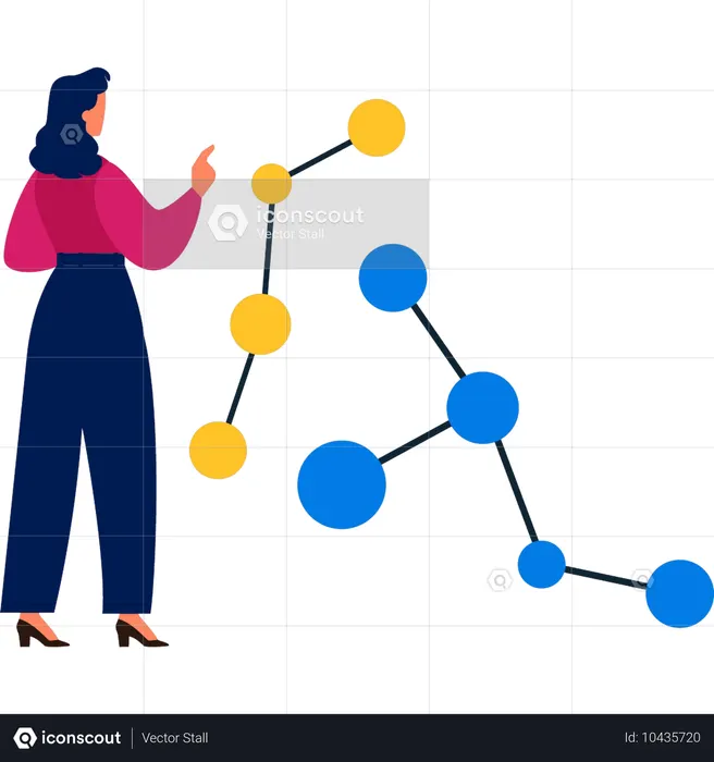 Fille montrant la structure de l'atome  Illustration