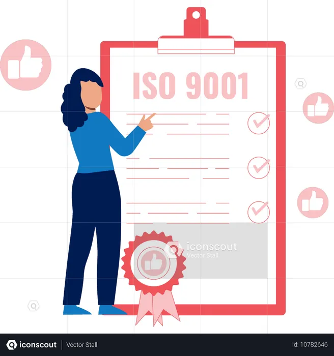 Fille pointant vers un graphique ISO  Illustration