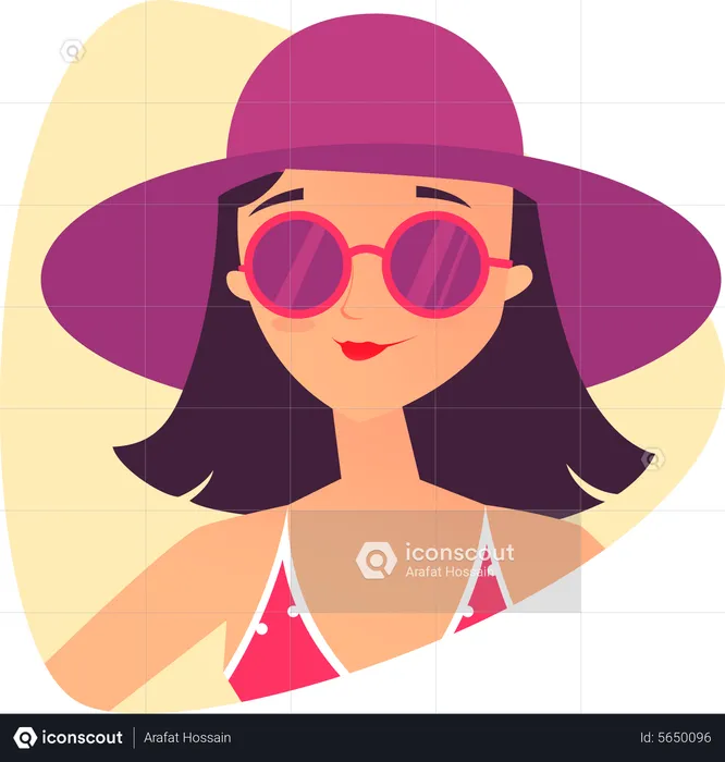 Fille portant des lunettes et un chapeau  Illustration