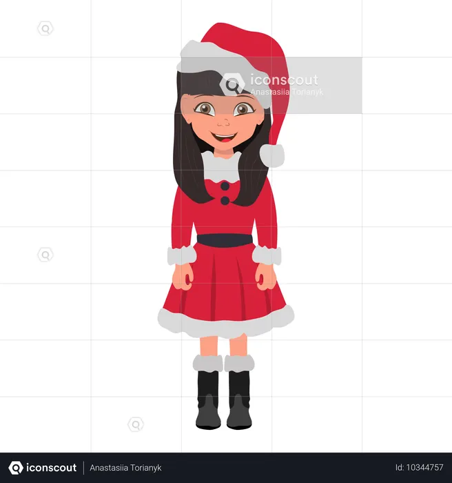 Fille portant un costume de père Noël  Illustration