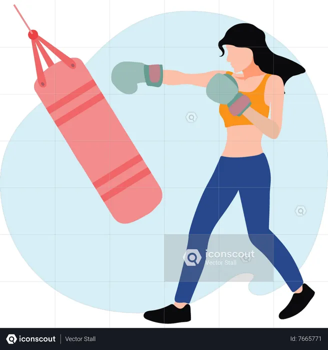 Fille pratiquant la boxe  Illustration