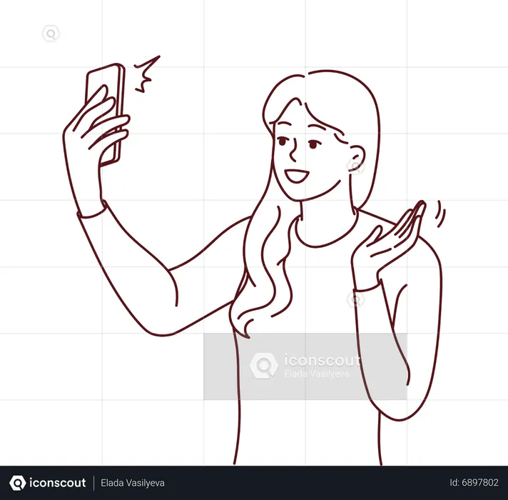 Fille prenant un selfie  Illustration