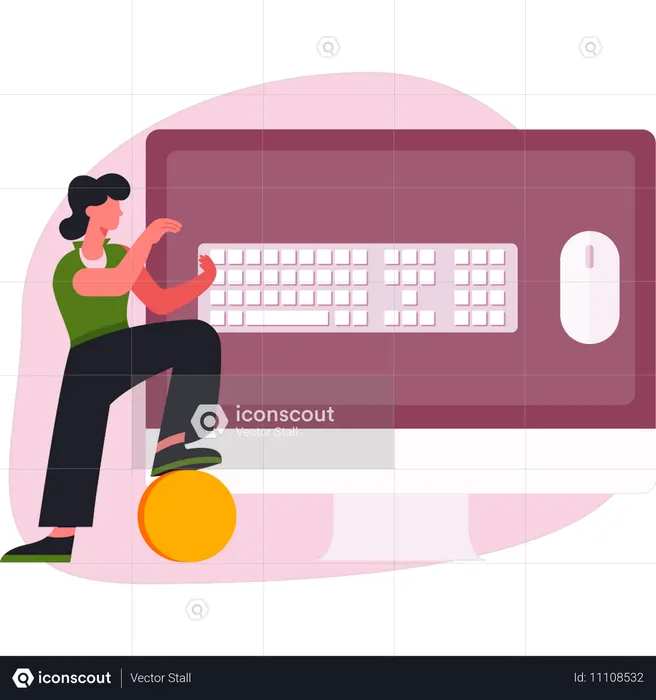 Fille présentant un clavier d'ordinateur  Illustration