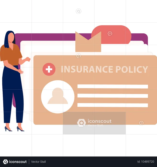 Fille présentant une carte d'assurance  Illustration